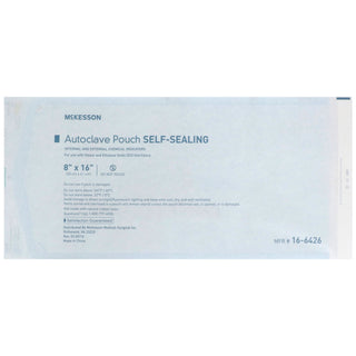 McKesson Sterilization Pouch Ethylene Oxide (EO) Gas / Steam 8 X 16 Inch Transparent Blue / White Self Seal Paper / Film (960946_BX)