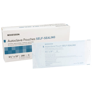 McKesson Sterilization Pouch Ethylene Oxide (EO) Gas / Steam 5-1/4 X 10 Inch Transparent Blue / White Self Seal Paper / Film (960944_BX)