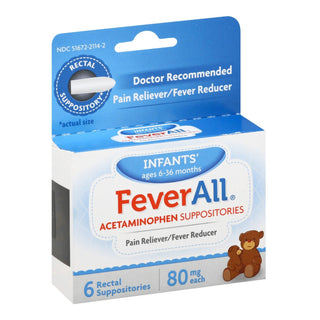 FeverAll® Infants' Pain Relief 80 mg Strength Acetaminophen Rectal Suppository 6 per Box (928933_BX)