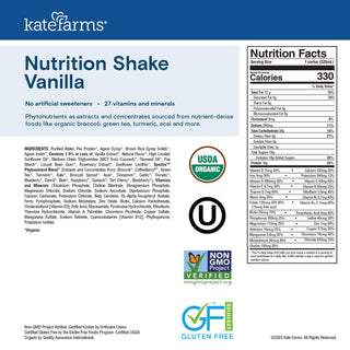 Kate Farms Nutrition Shake Oral Supplement Vanilla Flavor Liquid 11 oz. Carton (1170426_EA)