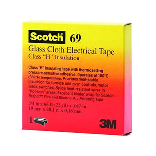 3M™ Scotch® Glass Cloth Electrical Tapes 69, 3/4 in x 66 ft, White (500-099109)