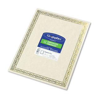 Geographics® Foil Stamped Award Certificates, 8-1/2 x 11, Gold Serpentine Border, 12/Pack (GEO44407)