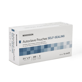 McKesson Sterilization Pouch Ethylene Oxide (EO) Gas / Steam 3-1/2 X 5 Inch Transparent Blue / White Self Seal Paper / Film (960942_BX)