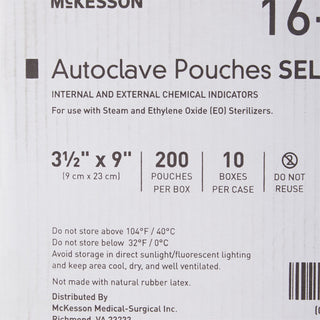 McKesson Sterilization Pouch Ethylene Oxide (EO) Gas / Steam 3-1/2 X 9 Inch Transparent Blue / White Self Seal Paper / Film (960943_BX)