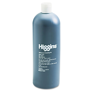 Higgins® Waterproof Pigmented Drawing Ink, Black, 32 oz Bottle (HIG44204)