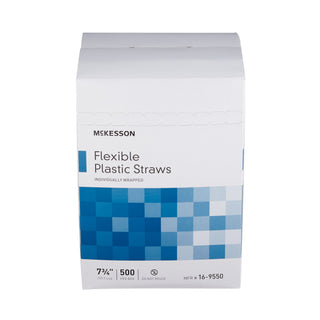 McKesson Flexible Drinking Straw 7-3/4 Inch Length White Individually Wrapped (485517_CS)