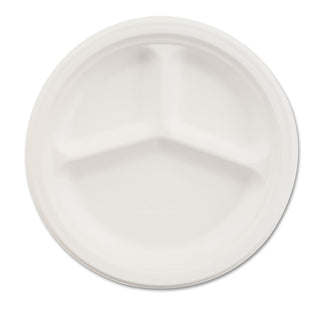 Chinet® Paper Dinnerware, 3-Comp Plate, 10 1/4" dia, White, 500/Carton (VESTRY)
