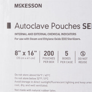 McKesson Sterilization Pouch Ethylene Oxide (EO) Gas / Steam 8 X 16 Inch Transparent Blue / White Self Seal Paper / Film (960946_CS)
