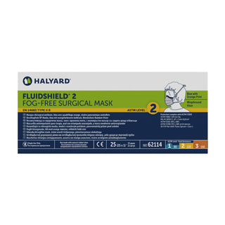 FluidShield Surgical Mask with Eye Shield Anti-fog Foam ASTM F2100-11 Level 2 Tie Closure One Size Fits Most (199537_BX)