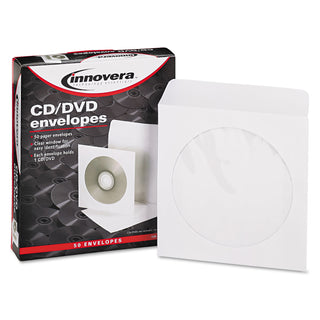 Innovera® CD/DVD Envelopes, Clear Window, White, 50/Pack (IVR39403)