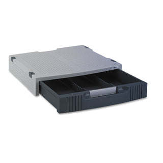 Innovera® Single-Level Monitor Stand w/Storage Drawer, 15 x 11 x 3, Light Gray/Charcoal (IVR55000)