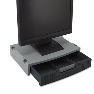 Innovera® Single-Level Monitor Stand w/Storage Drawer, 15 x 11 x 3, Light Gray/Charcoal (IVR55000)