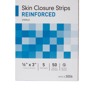 McKesson Skin Closure Strip 1/8 X 3 Inch Nonwoven Material Reinforced Strip White (876305_CS)