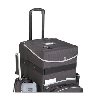 Rubbermaid® Commercial Executive Quick Clean Janitorial Cart, Synthetic Fabric, 16 Compartments, 14.25" x 16.5" x 25", Dark Gray (RCP1902465)