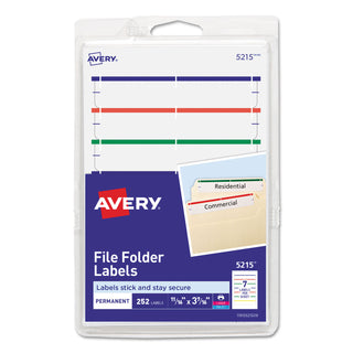 Avery® Printable 4" x 6" - Permanent File Folder Labels, 0.69 x 3.44, White, 7/Sheet, 36 Sheets/Pack (AVE05215)
