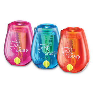 Bostitch® Twist-n-Sharp Pencil Sharpener, One-Hole, 3.5 x 1.25 x 5.5, Randomly Assorted Colors, 6/Pack (BOSPS1ADJPK)
