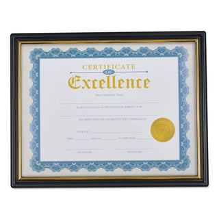 Universal® Document Frames, Plastic, 8.5 x 10 Insert, Black/Gold, 3/Pack (UNV76847)