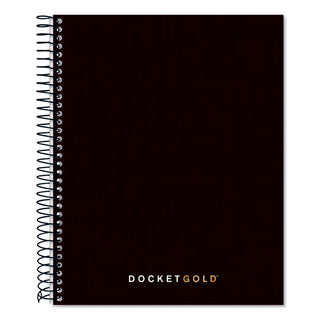 TOPS™ Docket Gold Planner, 1 Subject, Narrow Rule, Black Cover, 8.5 x 6.75, 70 Sheets (TOP63754)
