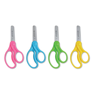 Westcott® For Kids Scissors, Blunt Tip, 5" Long, 1.75" Cut Length, Assorted Straight Handles, 12/Pack (ACM13140)