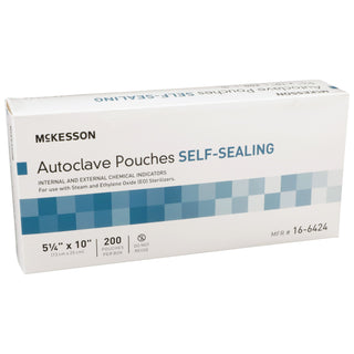 McKesson Sterilization Pouch Ethylene Oxide (EO) Gas / Steam 5-1/4 X 10 Inch Transparent Blue / White Self Seal Paper / Film (960944_BX)