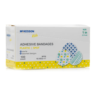McKesson Kids™ Adhesive Spot Bandage 1 Inch Plastic Round Kid Design (Assorted Prints) Sterile (1110981_CS)