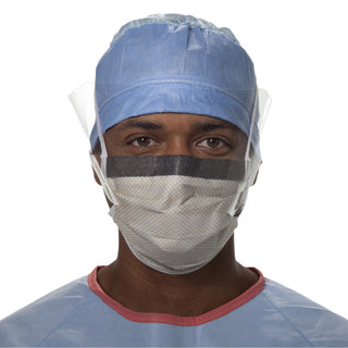 FluidShield Surgical Mask with Eye Shield Anti-fog Foam ASTM F2100-11 Level 2 Tie Closure One Size Fits Most (199537_BX)