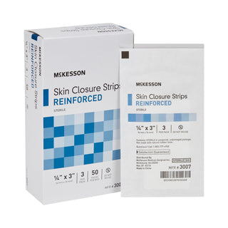 McKesson Skin Closure Strip 1/4 X 3 Inch Nonwoven Material Reinforced Strip White (876306_BX)