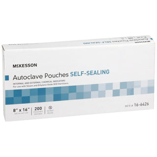 McKesson Sterilization Pouch Ethylene Oxide (EO) Gas / Steam 8 X 16 Inch Transparent Blue / White Self Seal Paper / Film (960946_CS)