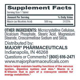 Major® Dietary Supplement Niacin 500 mg Strength Tablet 100 per Bottle (852663_BT)