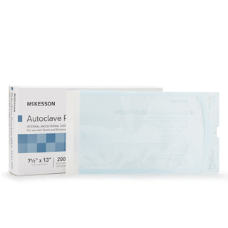 McKesson Sterilization Pouch Ethylene Oxide (EO) Gas / Steam 7-1/2 X 13 Inch Transparent Blue / White Self Seal Paper / Film (960945_CS)