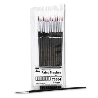 Charles Leonard® Artist Brush, Size 4, Camel Hair, Round Profile, 12/Pack (LEO73504)