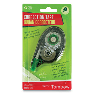 Tombow® MONO Correction Tape, Non-Refillable, Gray/Clear Applicator, 0.17" x 394", White Tape (TOM68620)