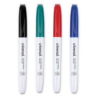 Universal® Pen Style Dry Erase Marker, Fine Bullet Tip, Assorted Colors, 4/Set (UNV43670)