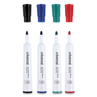 Universal® Dry Erase Marker, Medium Bullet Tip, Assorted Colors, 4/Set (UNV43680)