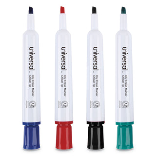 Universal® Dry Erase Marker, Broad Chisel Tip, Assorted Colors, 4/Set (UNV43650)