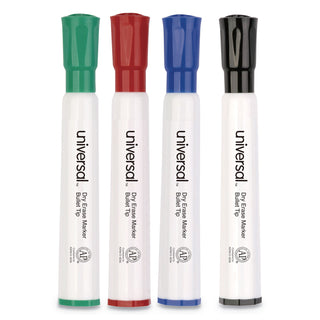 Universal® Dry Erase Marker, Medium Bullet Tip, Assorted Colors, 4/Set (UNV43680)