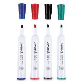 Universal® Dry Erase Marker, Broad Chisel Tip, Assorted Colors, 4/Set (UNV43650)