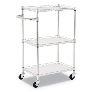 Alera® 3-Shelf Wire Cart with Liners, 24w x 16d x 39h, Silver, 500-lb Capacity (ALESW322416SR)