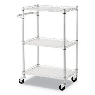 Alera® 3-Shelf Wire Cart with Liners, 24w x 16d x 39h, Silver, 500-lb Capacity (ALESW322416SR)