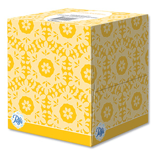 Puffs Facial Tissue, White, 1 Cube, 64 Sheets, 24 Boxes/Carton (PGC84405)