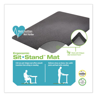 deflecto® Ergonomic Sit Stand Mat, 53 x 45, Black (DEFCM24242BLKSS)