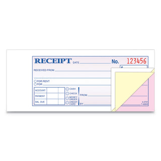 Adams® Receipt Book, 2 3/4 x 7 3/16, Three-Part Carbonless, 50 Forms (ABFTC2701)