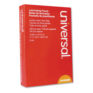 Universal® Laminating Pouches, 5 mil, 6.5" x 4.38", Gloss Clear, 100/Box (UNV84680)