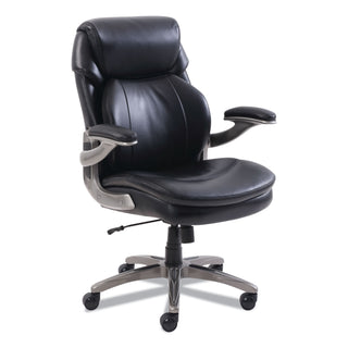 SertaPedic® Cosset Mid-Back Executive Chair, Supports up to 275 lbs., Black Seat/Black Back, Slate Base (SRJ48966)