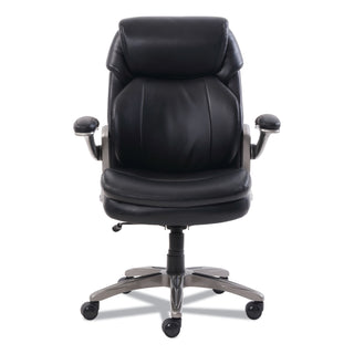 SertaPedic® Cosset Mid-Back Executive Chair, Supports up to 275 lbs., Black Seat/Black Back, Slate Base (SRJ48966)