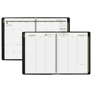 AT-A-GLANCE® Recycled Weekly Vertical-Column Format Appointment Book, 11 x 8.25, Black Cover, 12-Month (Jan to Dec): 2025 (AAG70950G05)