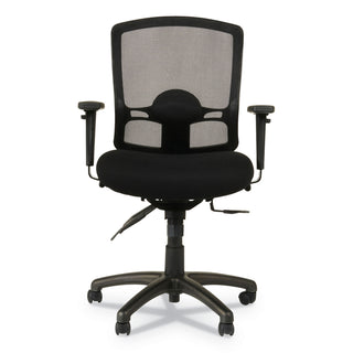 Alera® Etros Series Mesh Mid-Back Petite Multifunction Chair, Supports up to 275 lbs, Black Seat/Black Back, Black Base (ALEET4017)
