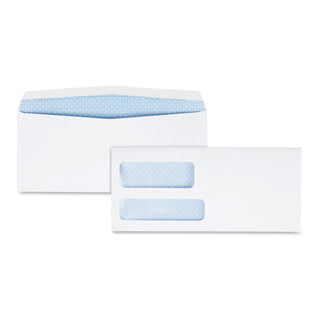 Quality Park™ Double Window Security-Tinted Check Envelope, #9, Commercial Flap, Gummed Closure, 3.88 x 8.88, White, 500/Box (QUA24524)