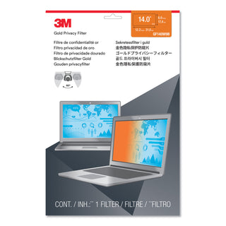 3M™ Gold Frameless Privacy Filter for 14" Widescreen Laptop, 16:9 Aspect Ratio (MMMGF140W9B)