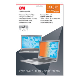 3M™ Gold Frameless Privacy Filter for 15.6" Widescreen Laptop, 16:9 Aspect Ratio (MMMGPF156W9)